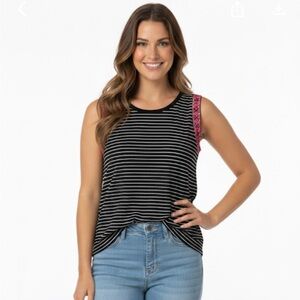 Anthropologie W5 striped small embroidered shirt